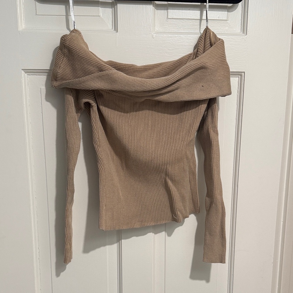 Tan Off-Shoulder Women's Sweater Australian